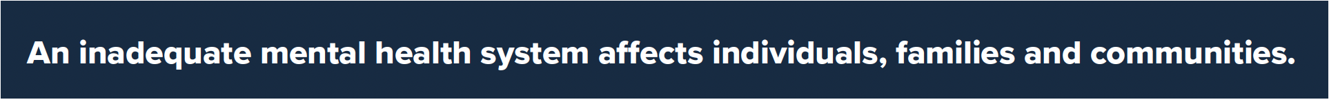 An inadequate mental health system affects individuals, families and communities.